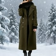 thumbnail image 2 of DAFPZW Women's Winter Double Breasted Wool Coat Business Casual Long Winter Pea Coat Trendy Outwear with Belt, 2 of 6