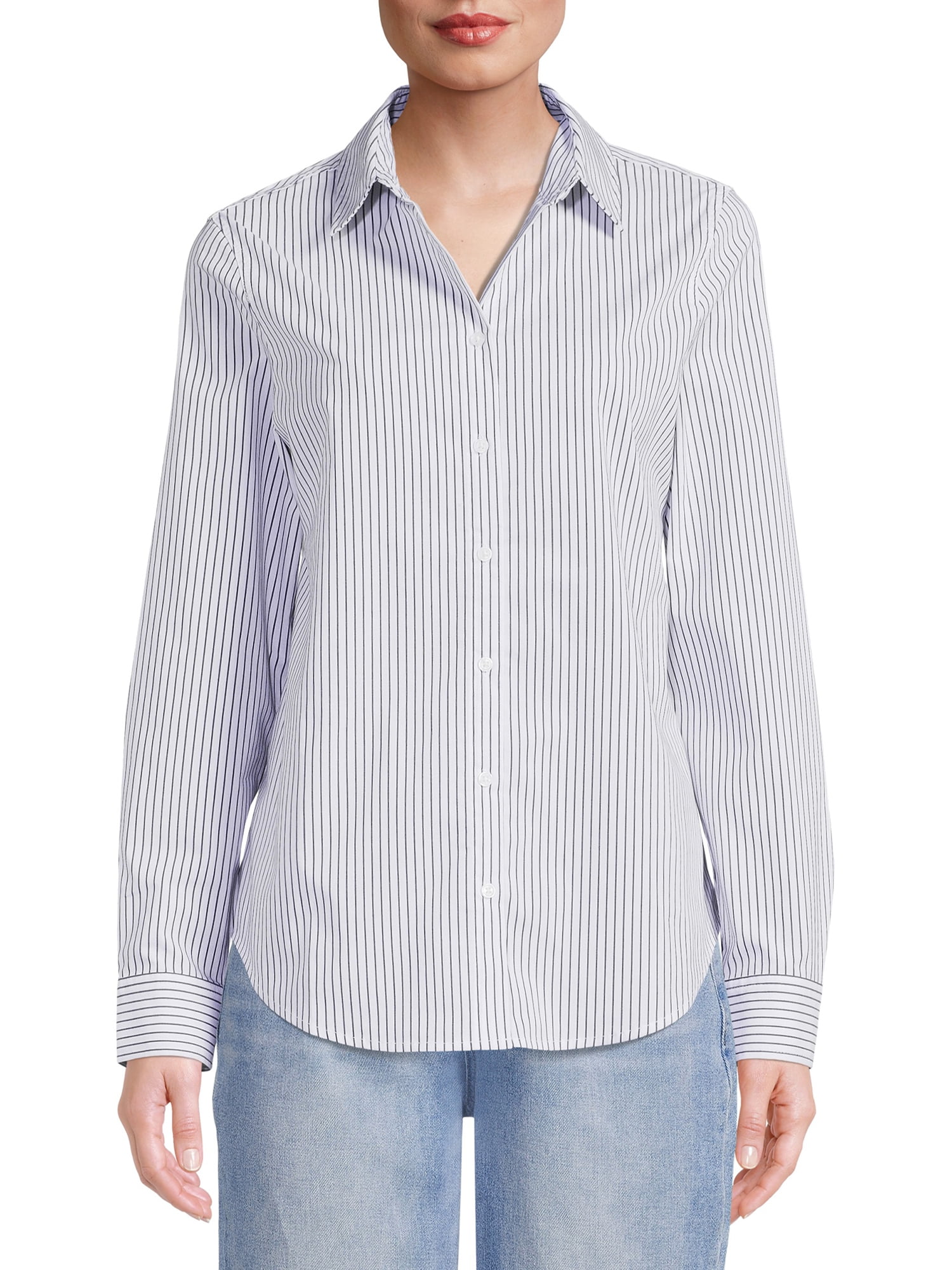 Time and Tru Women's Core Button Front Shirt