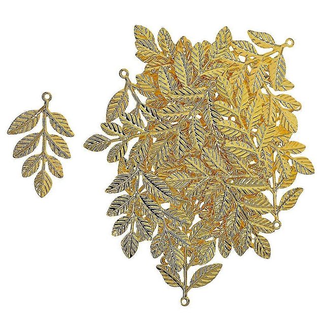 Lote de 30 Piezas de Ramas de Hojas de Filigrana Grandes Yuxing Color Dorado