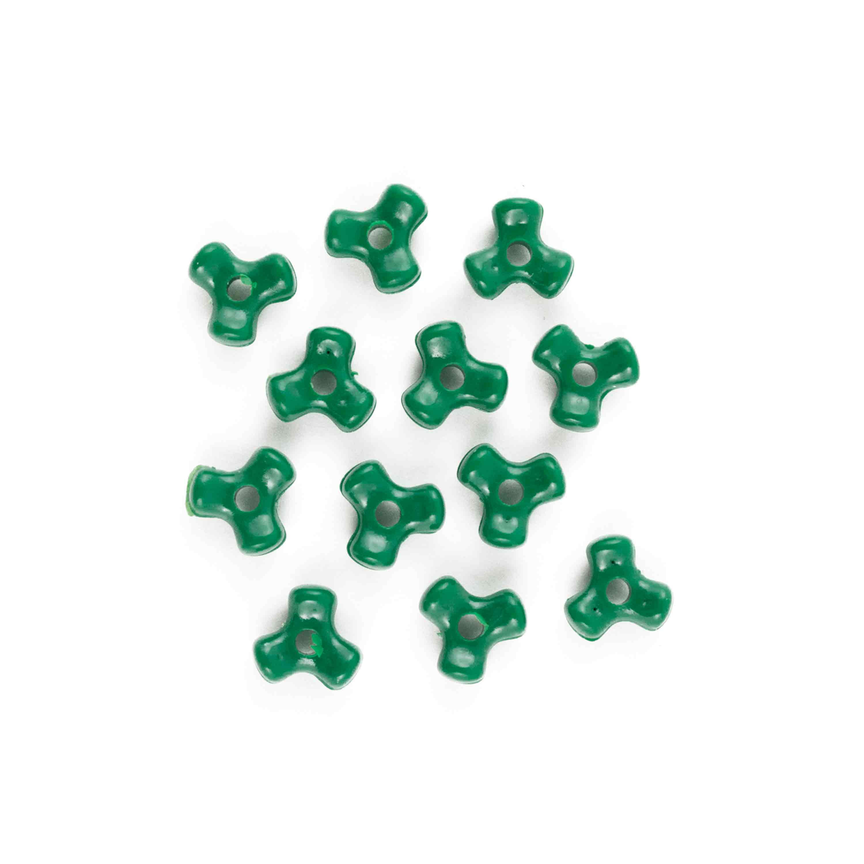 11mm Acrylic Opaque Green Tri Beads 1,000 Pieces