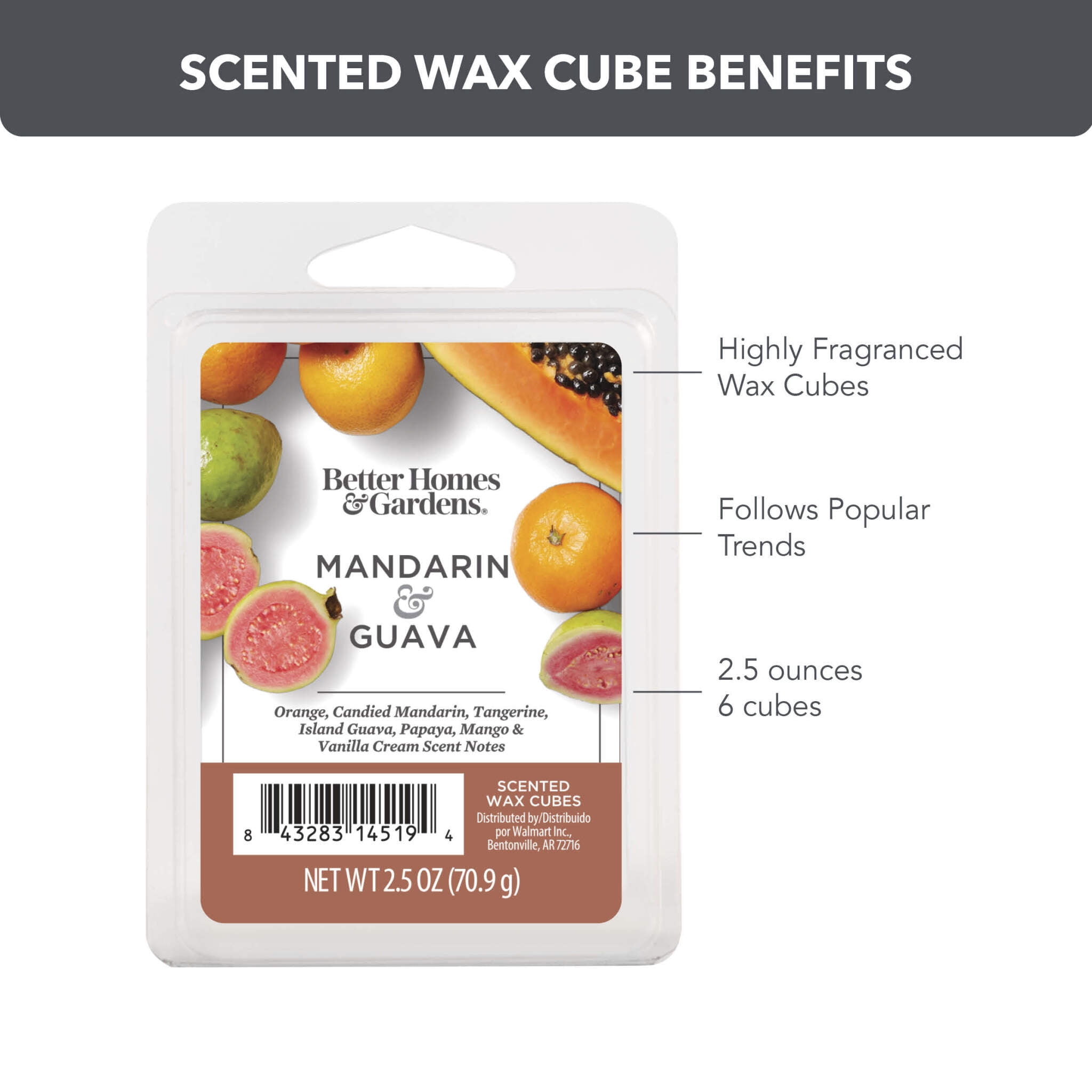 Mandarin Guava Scented Wax Melts, Better Homes & Gardens, 2.5 oz (5-Pack)