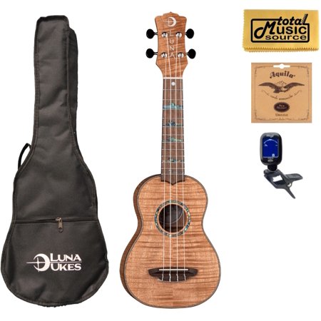 Luna UKE HTS EXM High Tide Exotic Mahogany Soprano Ukulele Bundle