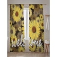 thumbnail image 5 of Sheer Curtains 96 Inches Long 2 Panels Set for Living Room, Spring Daisy Semi Sheer Curtains for Windows, Botanical Brown Yellow Flowers Oil Painting Voile Window Treatments Rod Pocket Curtain, 5 of 7