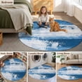 thumbnail image 6 of Abstract Mottled Design Round Area&nbsp;Rug 6ft Retro White Blue Gradient Non-Slip&nbsp;Washable Circle Rugs Soft Felt Indoor Floor Mat for Bedroom Kitchen Living Room Bathroom, 6 of 9