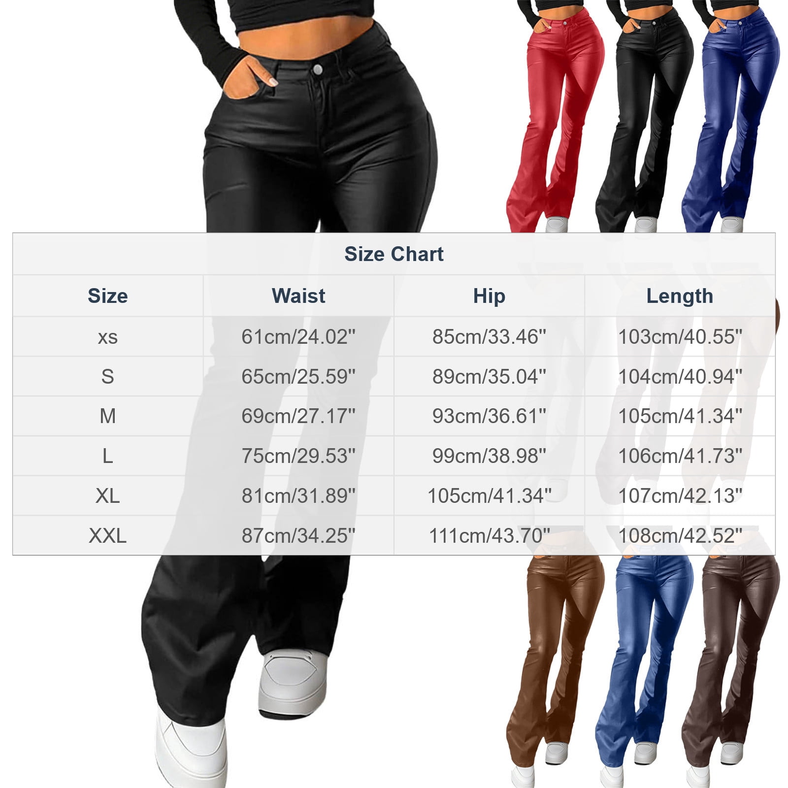 2026 Women Faux Leather Pants PU High Waist Straight Leg Pant with Pockets Fashion Flare Pants Trendy Streetwear