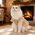 thumbnail image 2 of Striped Embroidered Pet Dress,15.74In Chest 11.81In Back Fit 5-9Lb Dogs Cats Hidden Built-In Leash Attachment Spring Daily Walking Photo Outfit with Double Layer Bow Decor, 2 of 8