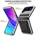 thumbnail image 2 of Dteck Samsung Galaxy Flip4 Case, Galaxy Z Flip3 5G Case with Stand, Metal Bumper Silicone Case Hybrid Military Shockproof Heavy Duty Rugged case for Samsung Z Flip3/Flip4, Silver, 2 of 8