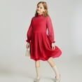 thumbnail image 2 of Glisme Girls Dresses Color Contrast Mesh Long Sleeve Red Sundress Size 14 Years, 2 of 4