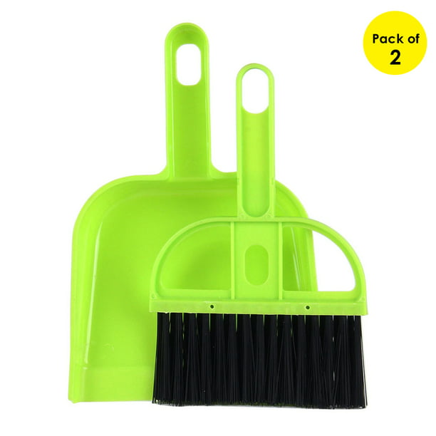 Mini Cleaning Broom Brush and Dustpan, Set of 2 Include 2 x Broom Brush + 2 x Dustpan Desktop