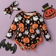 thumbnail image 2 of MEZZALL Baby Boys Halloween Romper Jumpsuit Soft Pumpkin Print Outfits For Toddler 0 18 Months Comfortable Casual Playwear Cute Clothing, 2 of 4