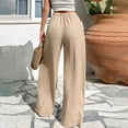 thumbnail image 4 of Dresfit Women's Linen Pants Palazzo Wide Leg Boho Trousers Summer 2026 Lounge Loose Pant Elastic Cotton Yoga Slacks with Pockets Beige M, 4 of 4