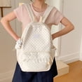 thumbnail image 5 of Sweet Polka Dot Backpacks Large Capacity Cute Lace Trim Backpack Soft Nylon Schoolbag Outdoor Travel Trip Backpack (White), 5 of 11