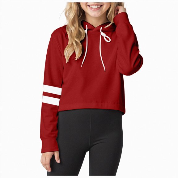 Splozh Cute Hoodies for Girls Kids Crop Tops Girls Long Sleeve Fashion Hoodies Pullover Sweatshirts Printed Suitable for 3-14 Years,Red,7-8 Years