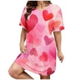 thumbnail image 1 of RANJIE Chemise de Nuit pour Femmes Saint-Valentin Imprimé Cœur Manches Courtes Robe de Nuit, Rose TG, 1 of 4