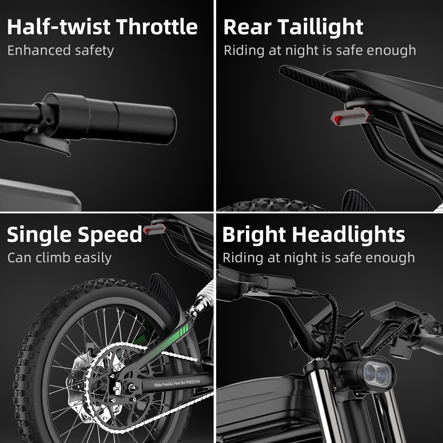 Freego Nova 3 Mid-Drive Electric Bike,3000W Peak Motor,60V 25Ah Battery,17" Tires,40 MPH,Off-Road E-Bike