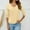 Yellow, variant on Casual V Neck Jacquard Crinkle Ruffle Drawstring Three Quarter Sleeve Fashion Tee Top Womens T Shirts