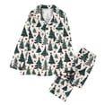 thumbnail image 2 of Mifsaly Womens Christmas Pajamas Sets Xmas Santa Print 2 Piece Pjs V-Neck Long Sleeve Sleepwear Button Down Loose Pullover Nightwear Breathable Cozy Wide Leg Pants 2025 Festival Lounge Homewear, 2 of 7