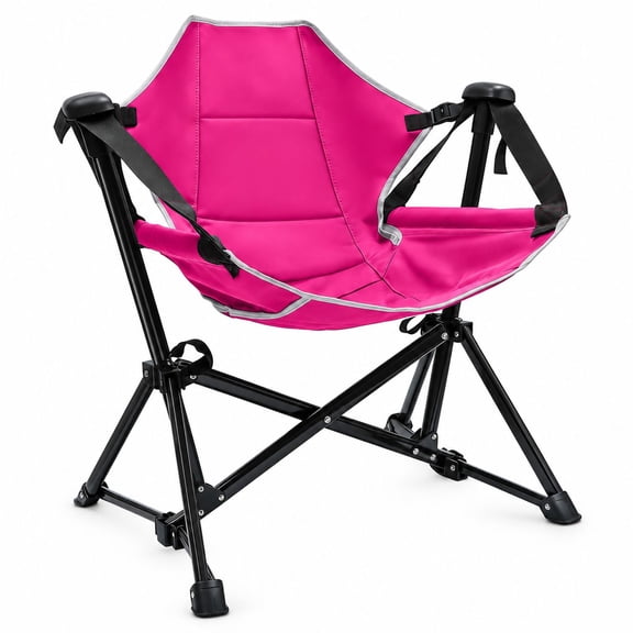 Hammock Folding Chair, Adjustable Backrest, 32.7 x 20 x 24 in, Pink, Alloy Steel, Portable for Camping and Indoor Use