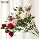 thumbnail image 2 of YO CHO Flores artificiales de seda rosas de alta calidad, ramas largas de 5 cabezas, flores de boda, decoración del hogar para el día de San Valentín, 2 of 5