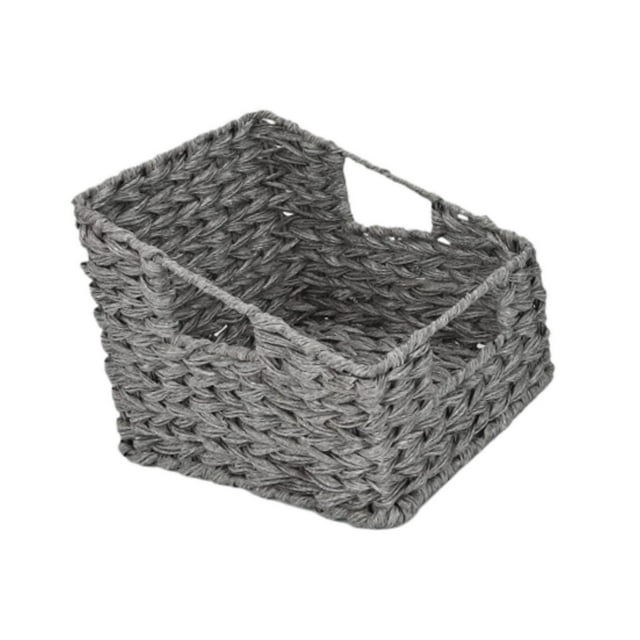 Cesta tejida trapezoidal con asas, organizador de almacenamiento, cestas, cesto decorativo para el hogar, cesto de almacenamiento para gabinete, cajón Gris