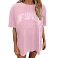 thumbnail image 2 of TrendOFT Womens Oversized Tees Drop Shoulder Crew Neck Short Sleeve Casual Lightweight Daily Tops Pink2 XXL, 2 of 4
