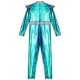 thumbnail image 5 of TiaoBug Kids Shiny Metallic Alien Bodysuit for Boys Girls Halloween Long Sleeve Back Zipper Jumpsuit Blue 8, 5 of 7