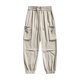 thumbnail image 1 of Pantalones de trabajo para hombre, de color liso, con cordón, cintura elástica y múltiples bolsillos, 1 of 7