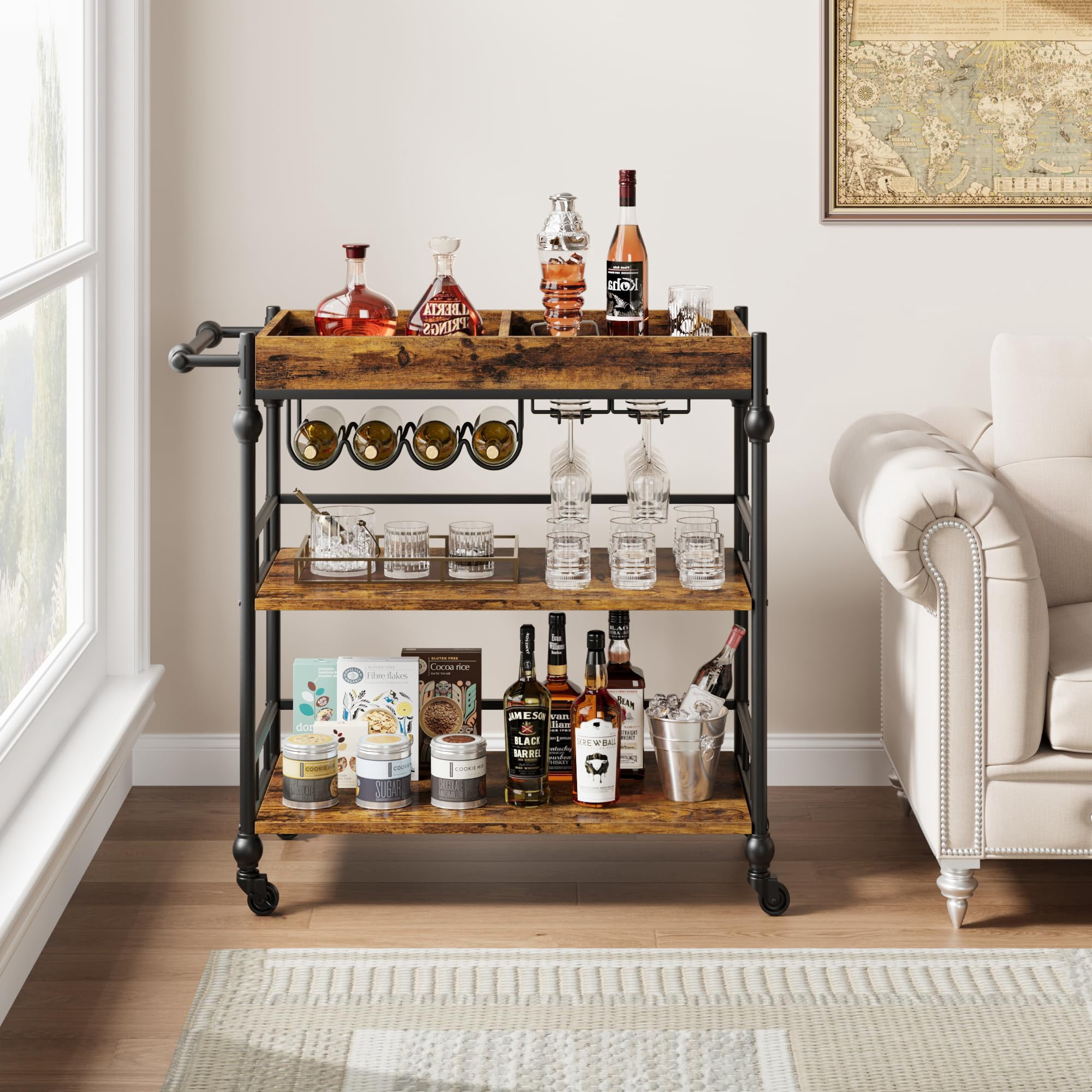 Wine Carts Nyla Drinks Trolley Bar Cart With Wine Holders | The