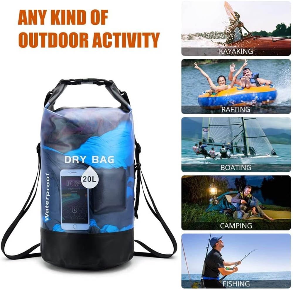 Wiher 10L/20L Waterproof Dry Bag，Dry Storage Bag Backpack with Kayaking, Beach, Rafting, Boating, Hiking, Camping and Fishing (Blue)