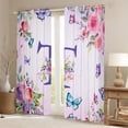 thumbnail image 2 of Homewish Girls Monogrammed T Black Out Curtains, Romantic Garden Rose Flower Curtains Pack of 2 (42x63 Each), Cartoon Butterfly Animal Bedroom Curtains, Window Curtains Bedroom Decor, 2 of 6