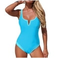 thumbnail image 2 of Women Tummy One Piece Swimsuits High Cut Bathing Suit with Adjustable Strap Summer Beachwear Sky Blue M, 2 of 7