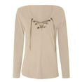 thumbnail image 4 of CEHVOM Women's Casual Solid Drawstring Tight Long Sleeve Pullover Tops, 4 of 4