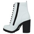thumbnail image 3 of Soda Women Chunky High Heel Combat Army Military Riding Ankle Boots Lace Up Booties Malia-S white 9, 3 of 3