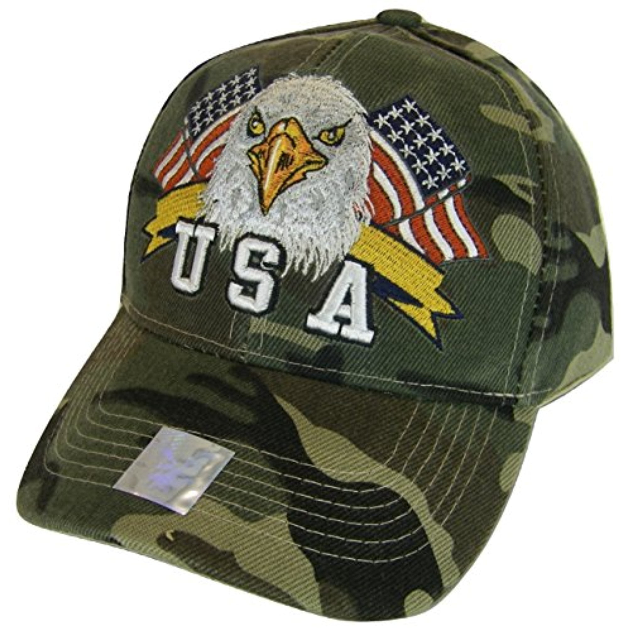 USA Men's Patriotic Eagle Head Adjustable Baseball Cap (Military Camo