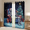 thumbnail image 2 of Homewish Gothic Skeleton Skull Black Out Curtains, Mystic Christmas Eve Curtains Pack of 2 (42x63 Each), Cartoon Xms Tree Bedroom Curtains, Black Out Curtains Room Decor, 2 of 6