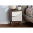 thumbnail image 4 of Baxton Studio Hildon Mid-Century Modern White and Walnut Wood 2-Drawer Storage Nightstand, 4 of 6