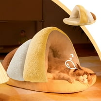 Nebwoak Winter Warm Cat Bed - Self-Warming Slipper-Shaped, Semi-Enclosed, Washable Cotton Wool Lined for Cats Small Dogs