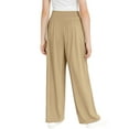 thumbnail image 4 of Fesfesfes Girls' High-Waisted Wide-Leg Dance Pants Trendy Elastic Smocked Waistband Comfy Loose Trousers Gymnastics Casual Wearing Clothes(Khaki,9 Years), 4 of 8