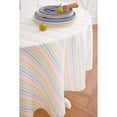 thumbnail image 2 of Solino Home Linen 60 Inch Round Tablecloth - Julia, 100% Pure Linen Multicolor Muted Pastel Stripe Round Tablecloth - Machine Washable Table Cloth for Spring, Easter, 2 of 4