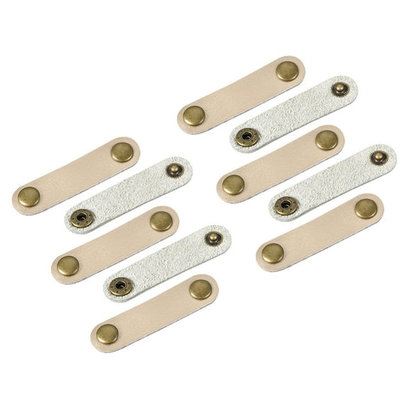 Leather Cable Tie Leather Cord Organizer 63x16mm Cable Straps Cable Leather Clips Golden, Pack of 10