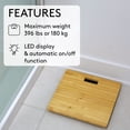 thumbnail image 6 of JS Gourmet Wooden Bamboo Bathroom Body Weight Scale with Digital LCD Display, Maximum Capacity of 396 lbs, 6 of 8