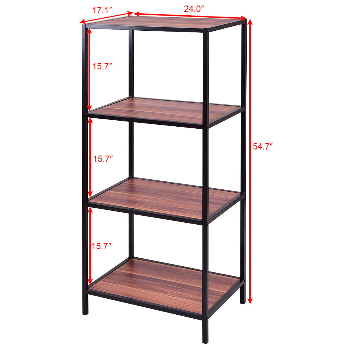 4 Tier Storage Shelf Bookcase Bookshelf Display Organizer Rack Metal Frame