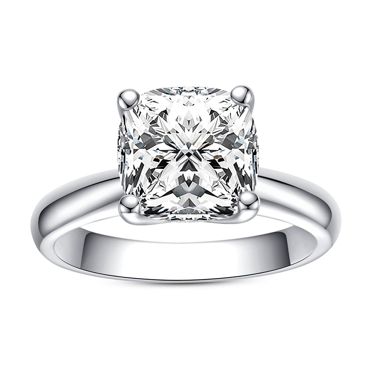 AnuClub 3.5ct Cushion Moissanite Engagement Ring, D Color 925 Sterling Silver, Eternity Wedding Promise Anniversary Band Rings for Women