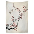 thumbnail image 2 of Nature Outdoor Tablecloth, Cherry Branches Flowers Buds and Birds Asian Style Artwork with Painting Effect, Decorative Washable Fabric Picnic Tablecloth, 58 X 120 Inches, Black Burgundy, by Ambesonne, 2 of 2