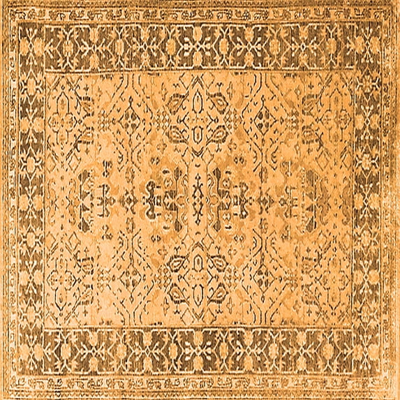 Ahgly Company Indoor Square Oriental Orange Industrial Area Rugs, 6' Square