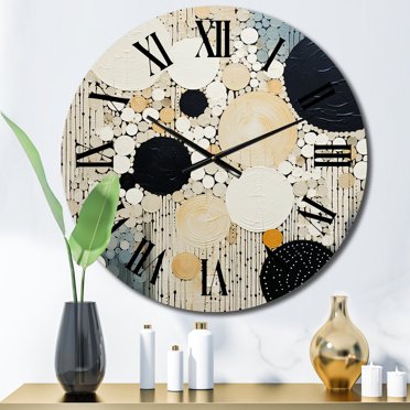Designart "Medley en Monochrome III" Collages Abstraits Horloge Murale Surdimensionnée