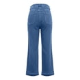 thumbnail image 6 of Wide Leg Jeans Woman 2026 Trendy Washed Blue Flared Bootcut Denim Pants with Pockets Palazzo Jeans Streetwear, 6 of 7