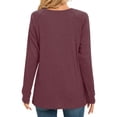 thumbnail image 5 of ASFGIMUJ Women Long Sleeve Shirts Casual Tops Dressy Blouses Fashion Pleated Tunic, 5 of 7