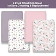 thumbnail image 3 of Little Grape Land Crib Sheets for Baby Girls 4 Pack, 28"x 52" Extra Soft Microfiber Crib Sheet Set for Standard Crib & Toddler Mattress Pad, Butterfly, 3 of 8