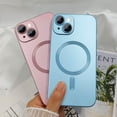 thumbnail image 5 of Magnetic case for iPhone 13 Phone Case for Women, Matte Luxury Soft Metallic Luster Design with Camera Lens Protector, Compatible with Magsafe Case for iPhone 13 6.1" - Blue, 5 of 13